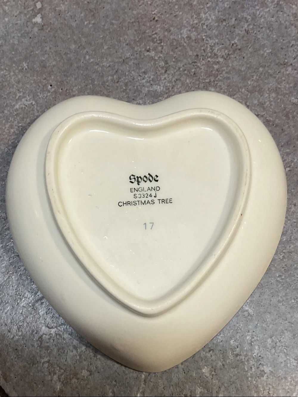 Spode Heart-Shaped Christmas Tree Serving Dish with Green Rim